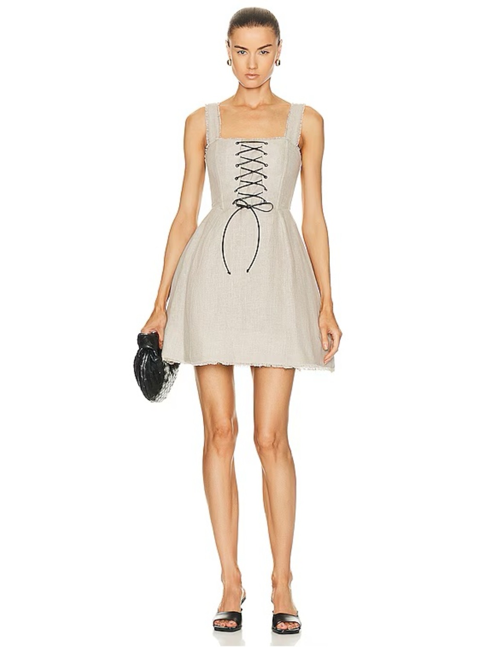 STAUD Mini Sutton Dress in Beige/Natural